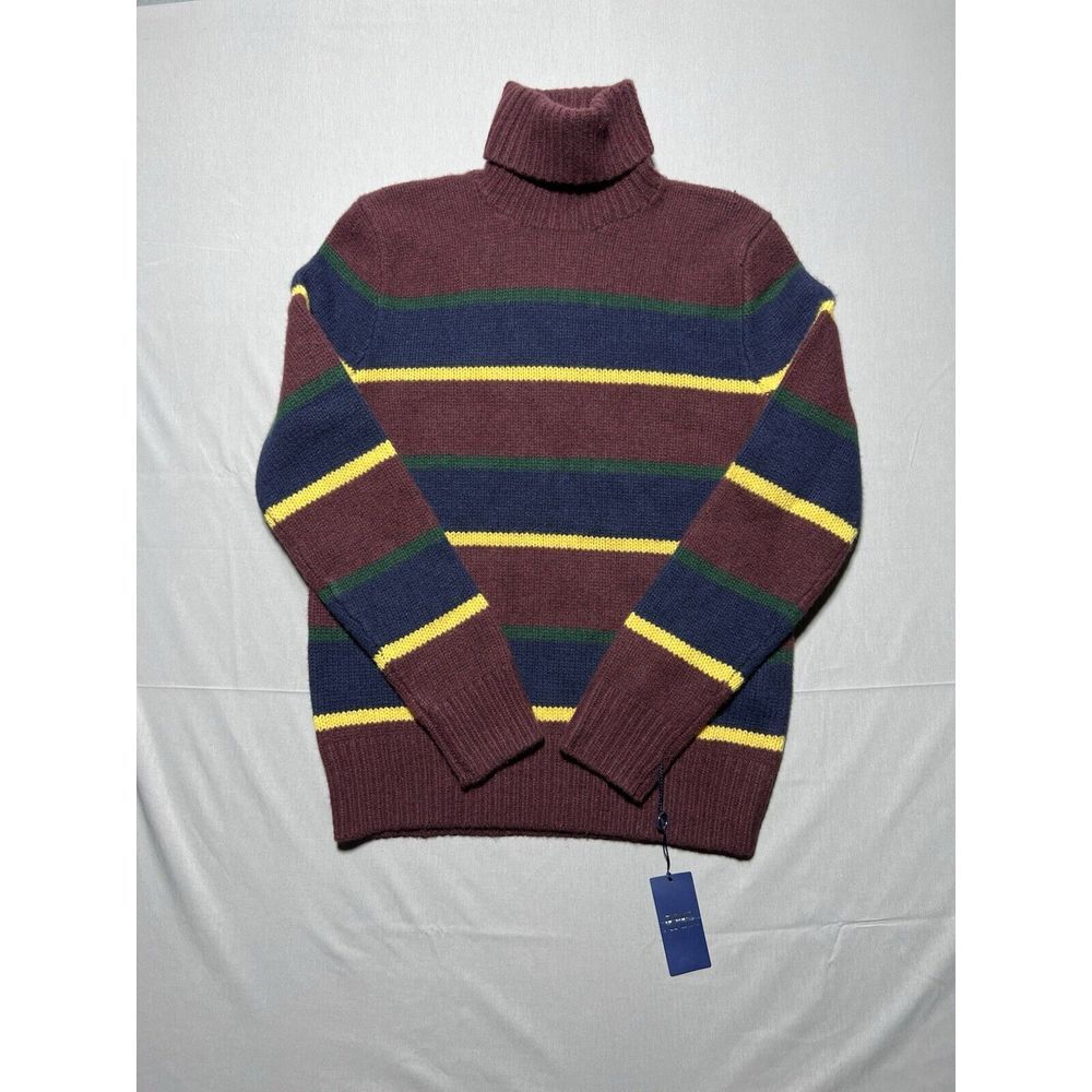 Polo Ralph Lauren Men's small‎ Wool Cashmere Turtleneck Sweater Stripes $298